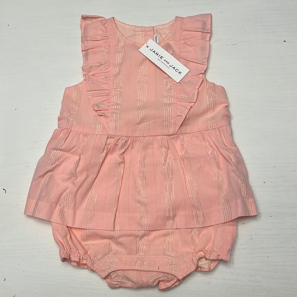 Janie and Jack Pink One Piece Ruffle onesie - 18-24 months